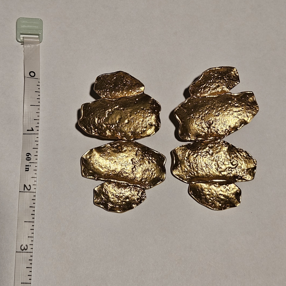 NEW Zara Gold Statement Earrings Metallic Maximalism Avant Garde Party - Picture 6 of 6